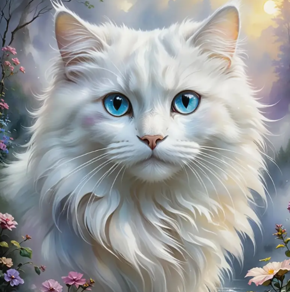 Diamond Painting Blauäugige Weisse Katze